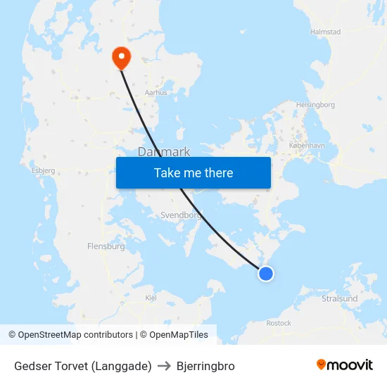 Gedser Torvet (Langgade) to Bjerringbro map