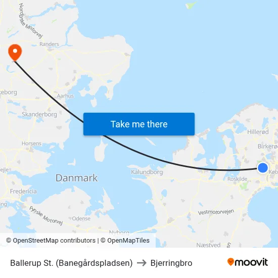 Ballerup St. (Banegårdspladsen) to Bjerringbro map