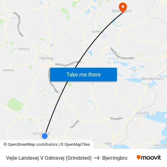 Vejle Landevej V Odinsvej (Grindsted) to Bjerringbro map