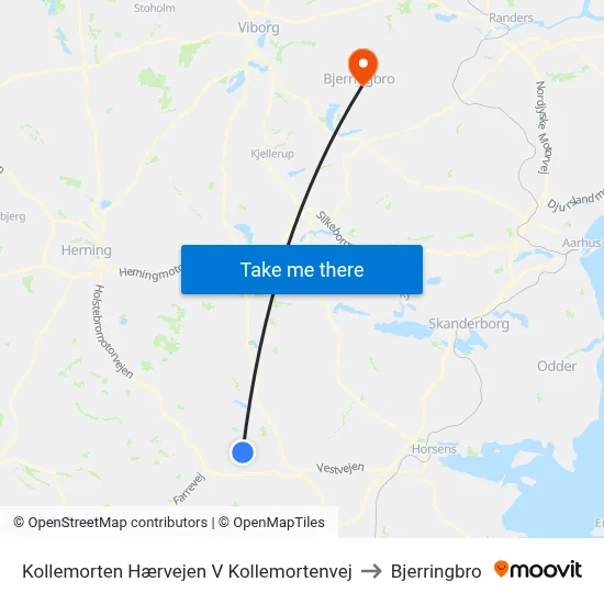 Kollemorten Hærvejen V Kollemortenvej to Bjerringbro map