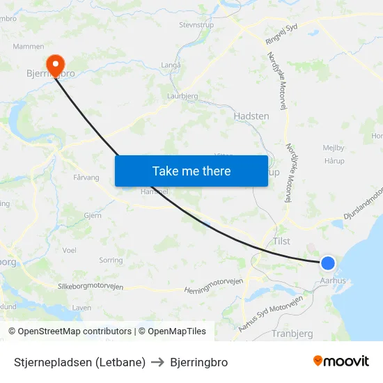 Stjernepladsen (Letbane) to Bjerringbro map