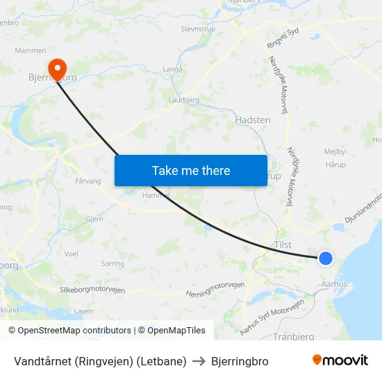 Vandtårnet (Ringvejen) (Letbane) to Bjerringbro map