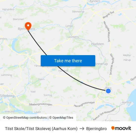 Tilst Skole/Tilst Skolevej (Aarhus Kom) to Bjerringbro map