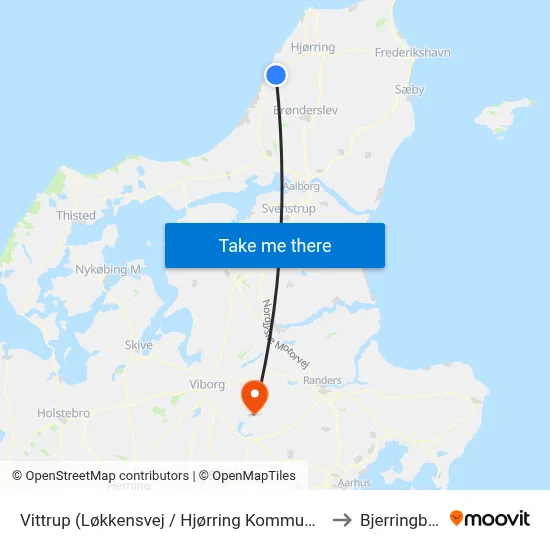 Vittrup (Løkkensvej / Hjørring Kommune) to Bjerringbro map