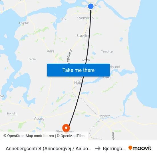 Annebergcentret (Annebergvej / Aalborg) to Bjerringbro map