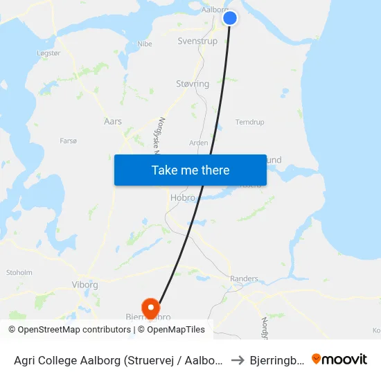 Agri College Aalborg (Struervej / Aalborg) to Bjerringbro map