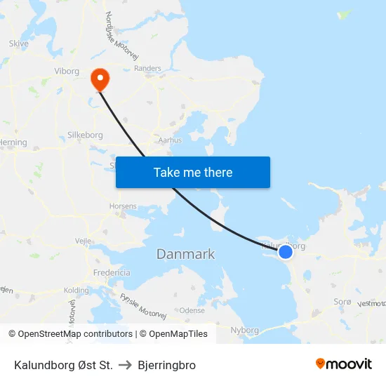Kalundborg Øst St. to Bjerringbro map