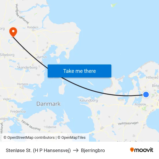 Stenløse St. (H P Hansensvej) to Bjerringbro map