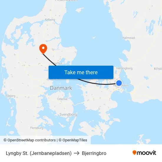 Lyngby St. (Jernbanepladsen) to Bjerringbro map