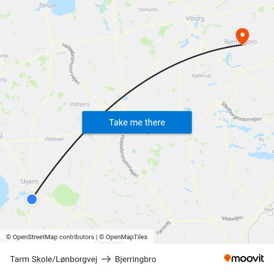 Tarm Skole/Lønborgvej to Bjerringbro map
