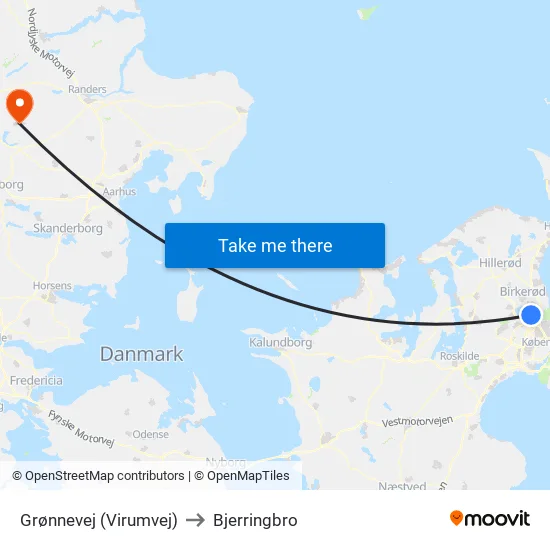Grønnevej (Virumvej) to Bjerringbro map