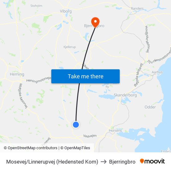Mosevej/Linnerupvej (Hedensted Kom) to Bjerringbro map
