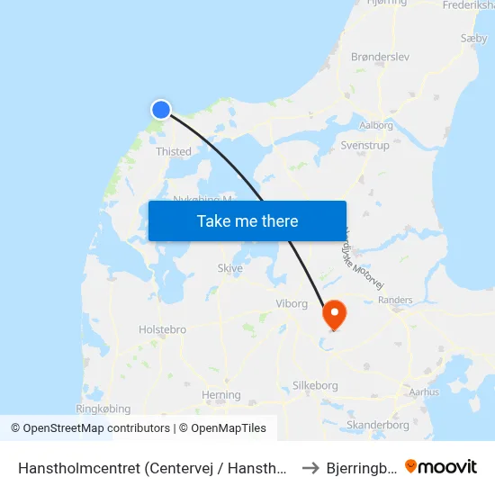 Hanstholmcentret (Centervej / Hanstholm) to Bjerringbro map