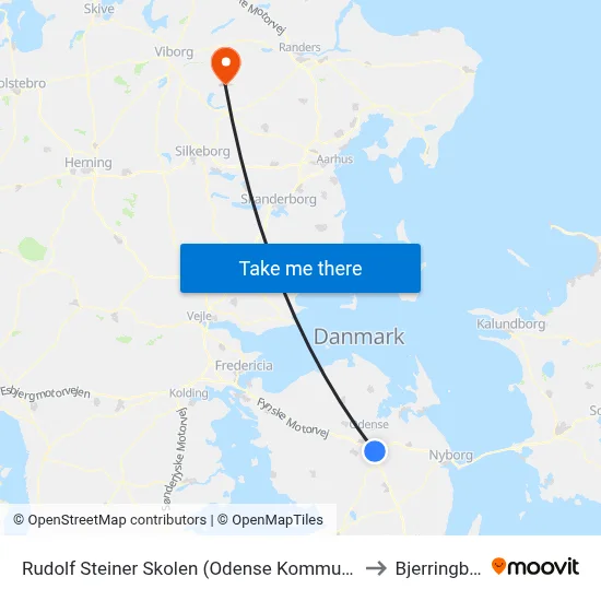 Rudolf Steiner Skolen (Odense Kommune) to Bjerringbro map