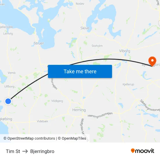 Tim St to Bjerringbro map