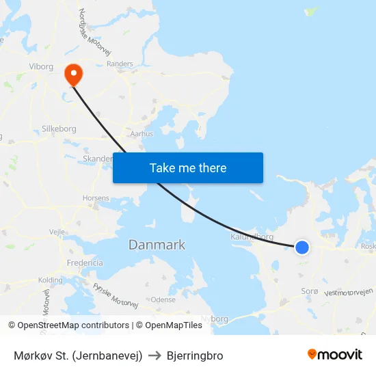 Mørkøv St. (Jernbanevej) to Bjerringbro map