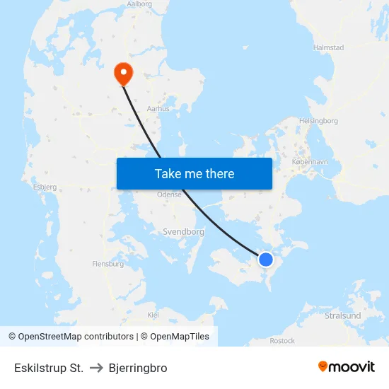 Eskilstrup St. to Bjerringbro map