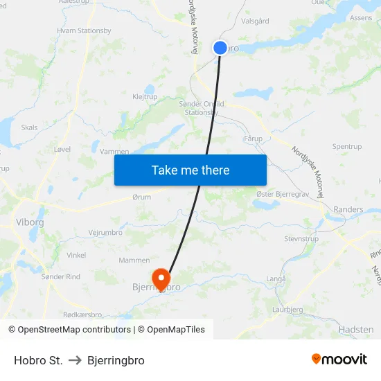 Hobro St. to Bjerringbro map