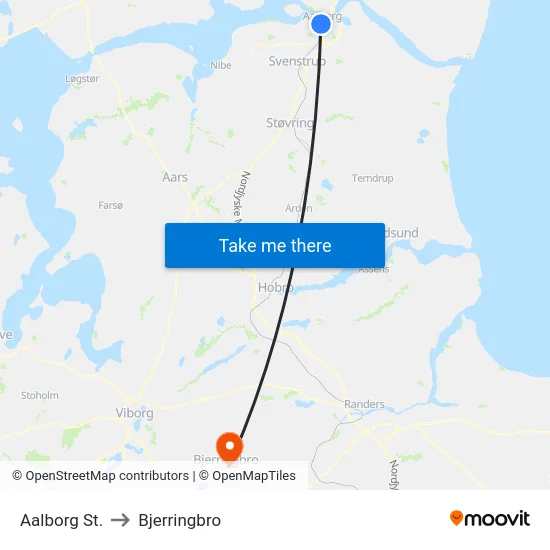 Aalborg St. to Bjerringbro map
