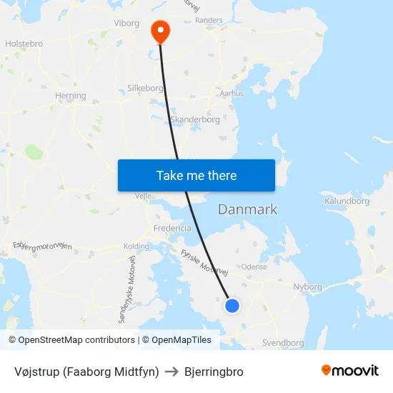 Vøjstrup (Faaborg Midtfyn) to Bjerringbro map