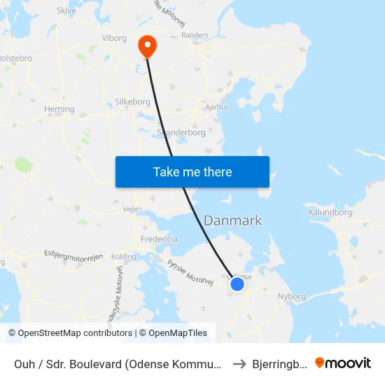 Ouh / Sdr. Boulevard (Odense Kommune) to Bjerringbro map