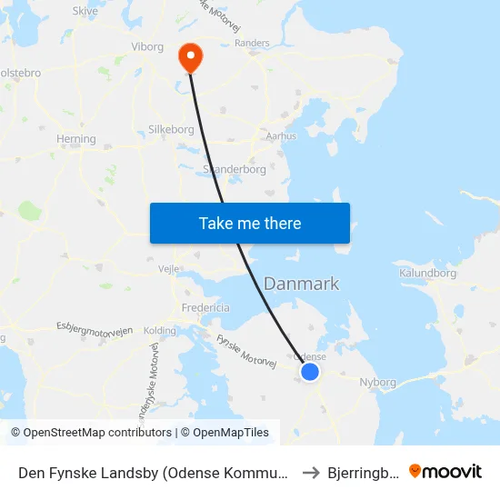 Den Fynske Landsby (Odense Kommune) to Bjerringbro map