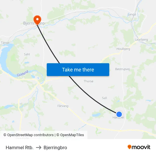 Hammel Rtb. to Bjerringbro map