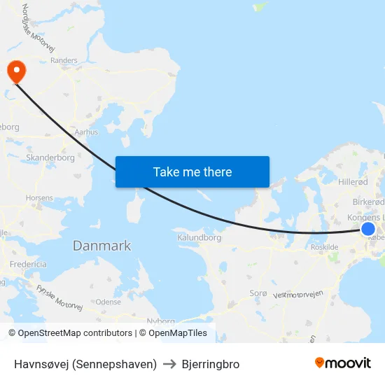 Havnsøvej (Sennepshaven) to Bjerringbro map