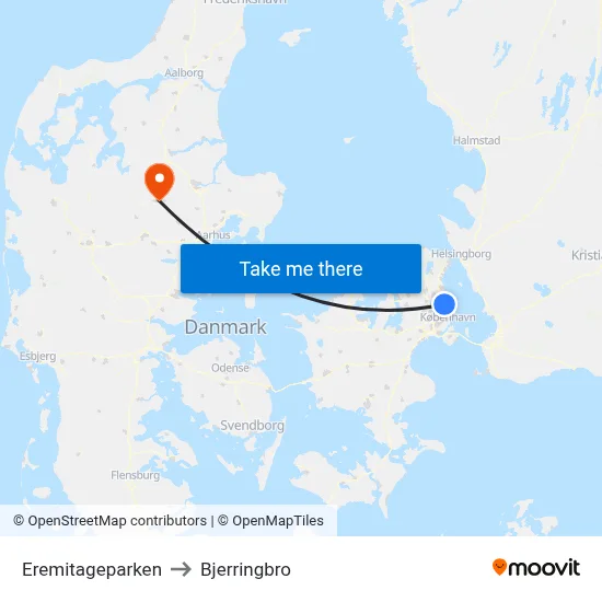 Eremitageparken to Bjerringbro map