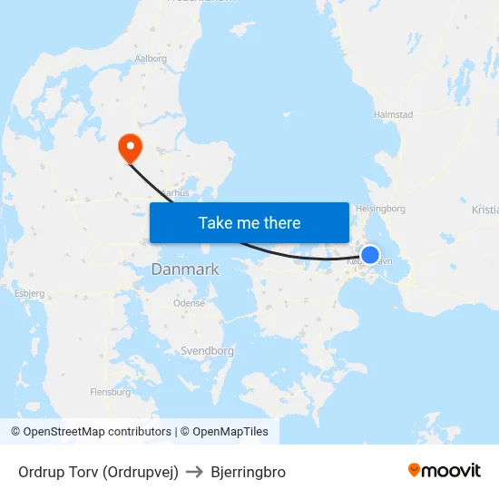 Ordrup Torv (Ordrupvej) to Bjerringbro map