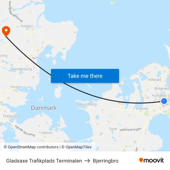 Gladsaxe Trafikplads Terminalen to Bjerringbro map