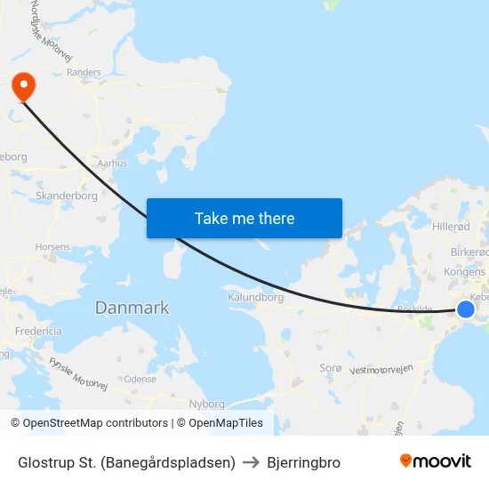 Glostrup St. (Banegårdspladsen) to Bjerringbro map