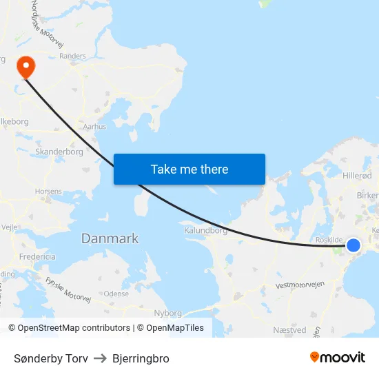 Sønderby Torv to Bjerringbro map