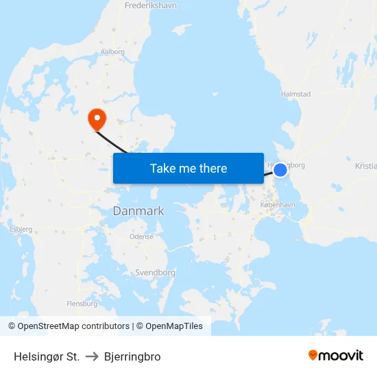 Helsingør St. to Bjerringbro map