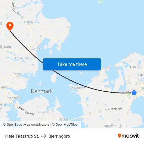 Høje Taastrup St. to Bjerringbro map