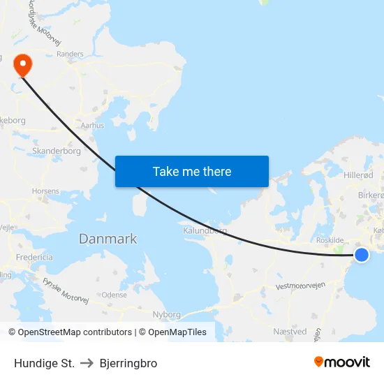 Hundige St. to Bjerringbro map