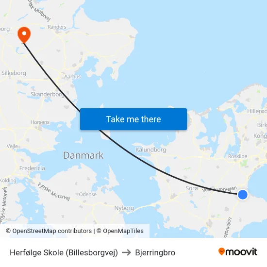 Herfølge Skole (Billesborgvej) to Bjerringbro map