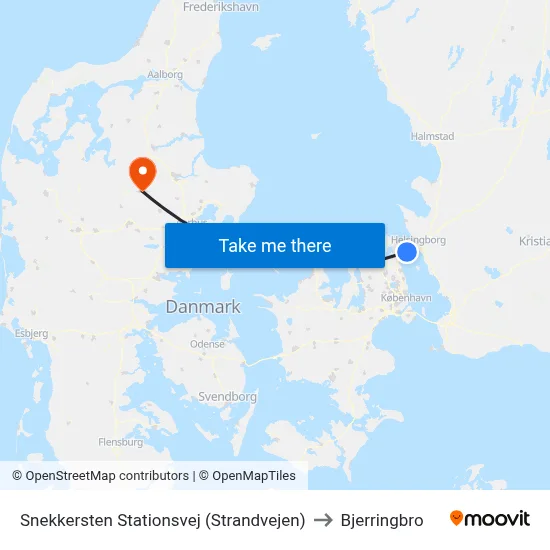Snekkersten Stationsvej (Strandvejen) to Bjerringbro map