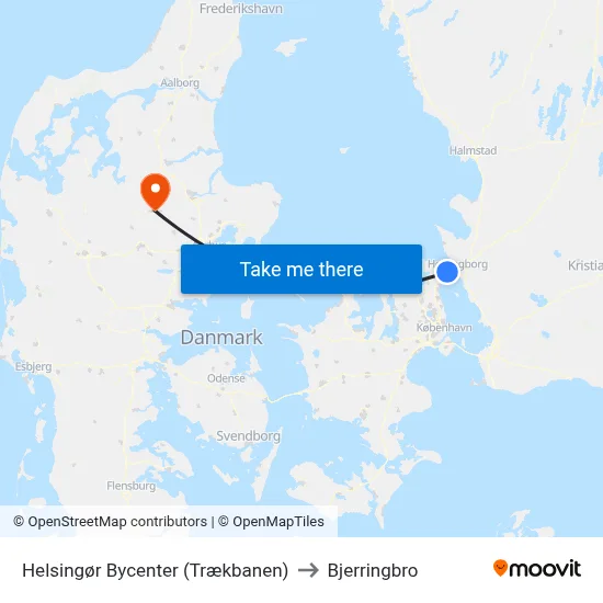 Helsingør Bycenter (Trækbanen) to Bjerringbro map