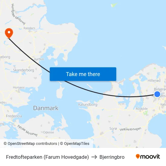 Fredtofteparken (Farum Hovedgade) to Bjerringbro map