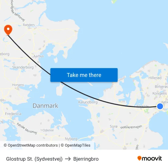 Glostrup St. (Sydvestvej) to Bjerringbro map