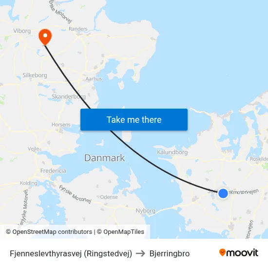 Fjenneslevthyrasvej (Ringstedvej) to Bjerringbro map