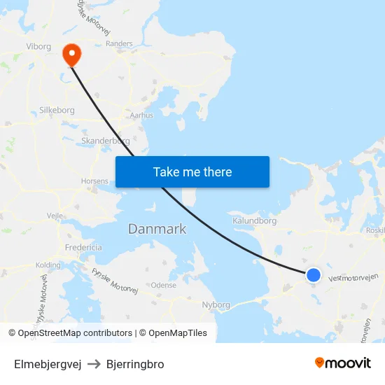 Elmebjergvej to Bjerringbro map