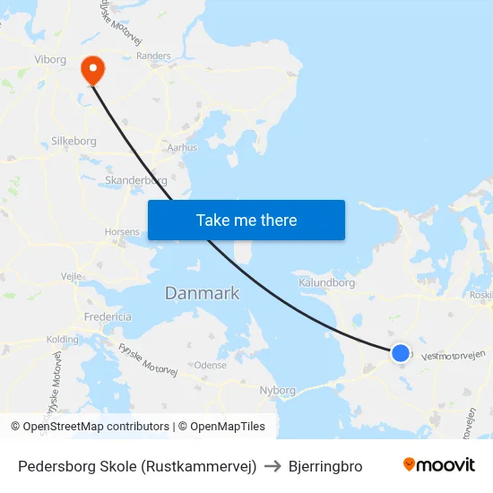 Pedersborg Skole (Rustkammervej) to Bjerringbro map