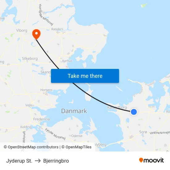Jyderup St. to Bjerringbro map