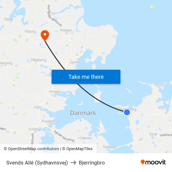 Svends Allé (Sydhavnsvej) to Bjerringbro map