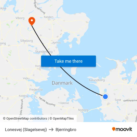 Lonesvej (Slagelsevej) to Bjerringbro map