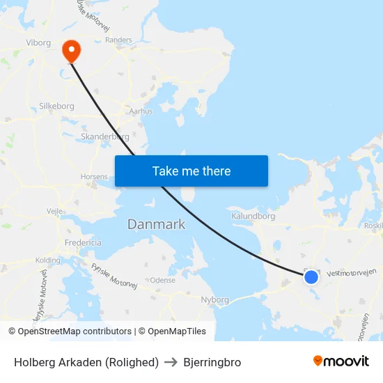 Holberg Arkaden (Rolighed) to Bjerringbro map