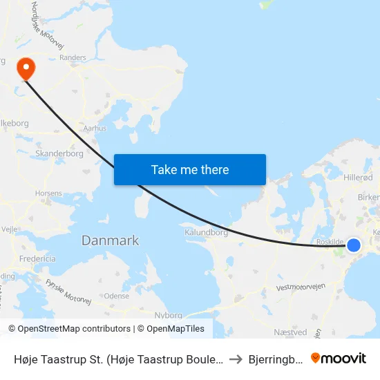 Høje Taastrup St. (Høje Taastrup Boulev) to Bjerringbro map