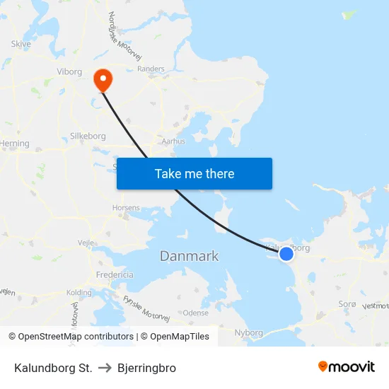 Kalundborg St. to Bjerringbro map